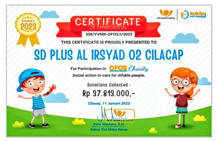 Donasi Kaki Palsu Siswa SD Al Irsyad 02 Cilacap